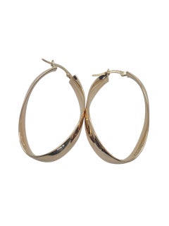 14K Yellow Gold Large Asymmetrical Oval Hoop Earrings #23822