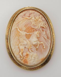 14K Yellow Gold Large Cameo Brooch "Heaven's Opening"