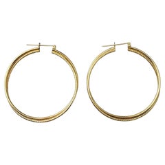 14K Yellow Gold Large Crossover Hoop Earrings #16664