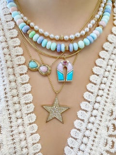 Collier étoile en or jaune 14 carats avec grand diamant