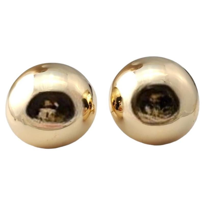 14K Yellow Gold Large Dome Button Earrings #17190 For Sale