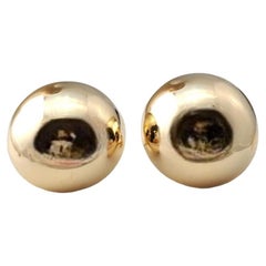 14K Yellow Gold Large Dome Button Earrings #17190