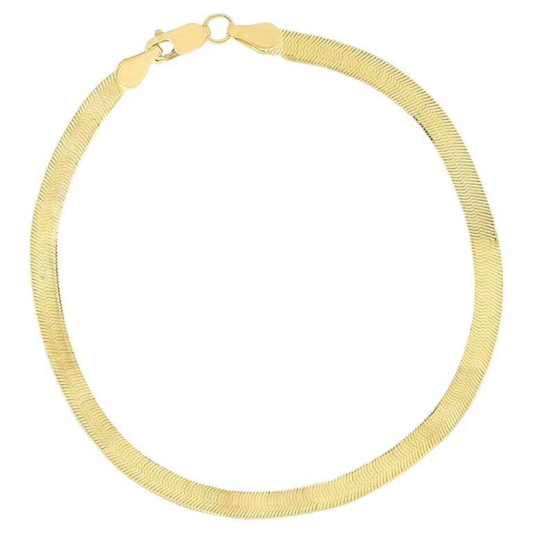 14K Yellow Gold Large Herringbone Bracelet For Sale at 1stDibs