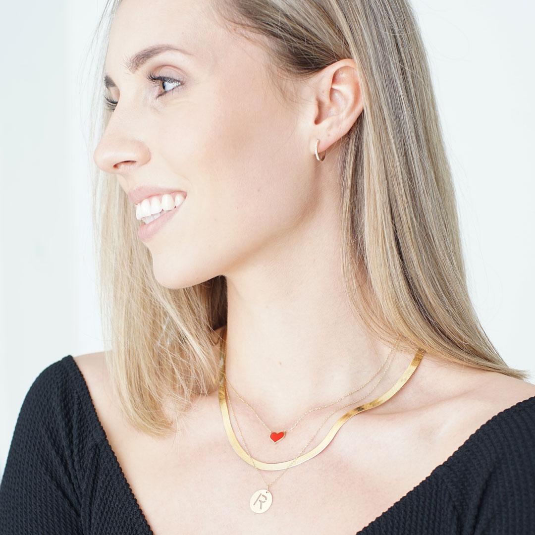 Contemporary 14k Yellow Gold Large Herringbone Necklace For Sale