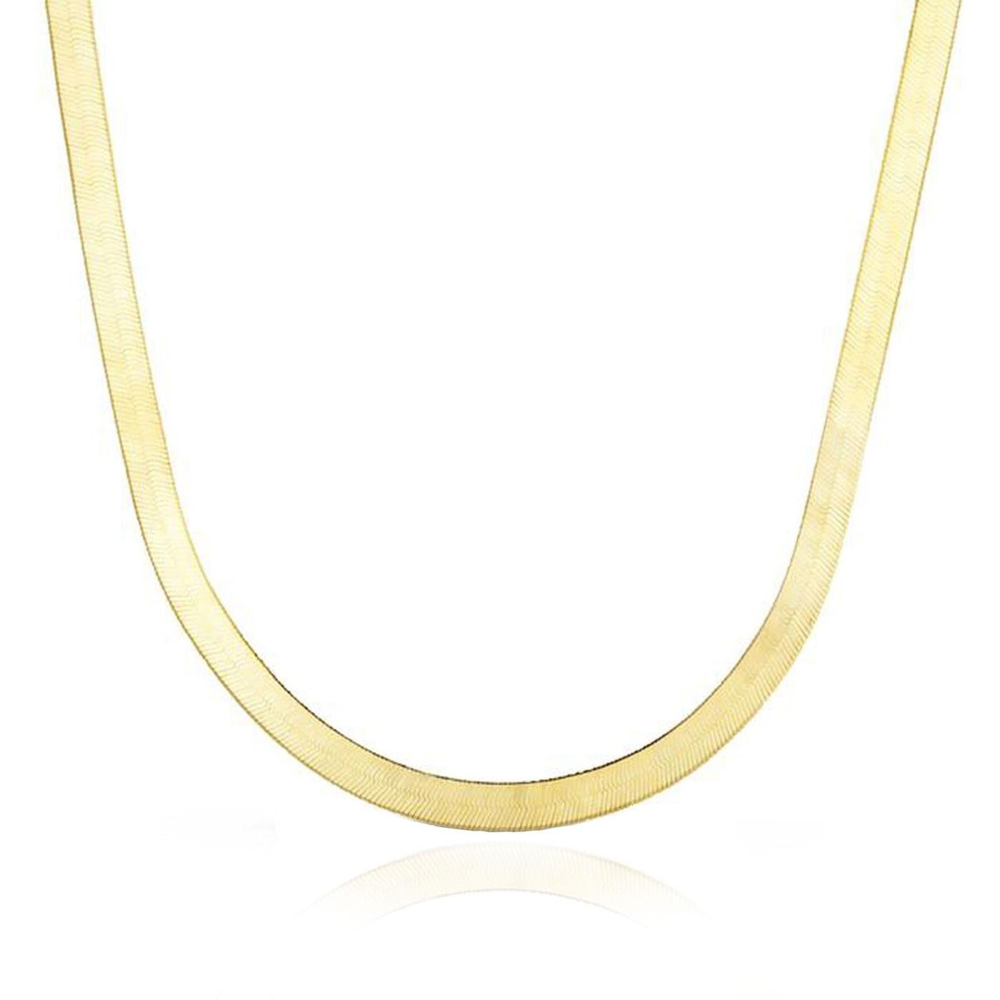14k Yellow Gold Large Herringbone Necklace In New Condition For Sale In GREAT NECK, NY