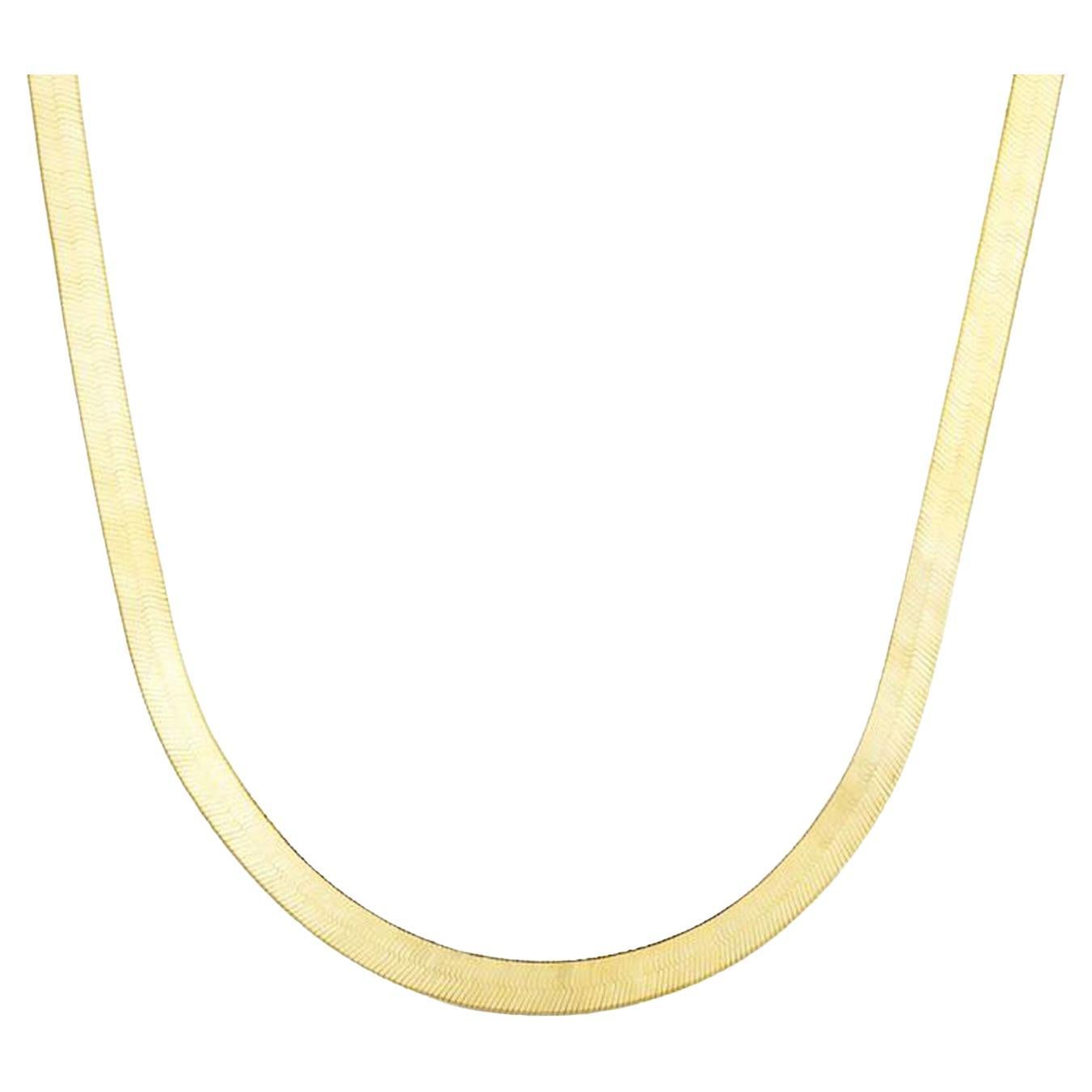 14k Yellow Gold Large Herringbone Necklace For Sale