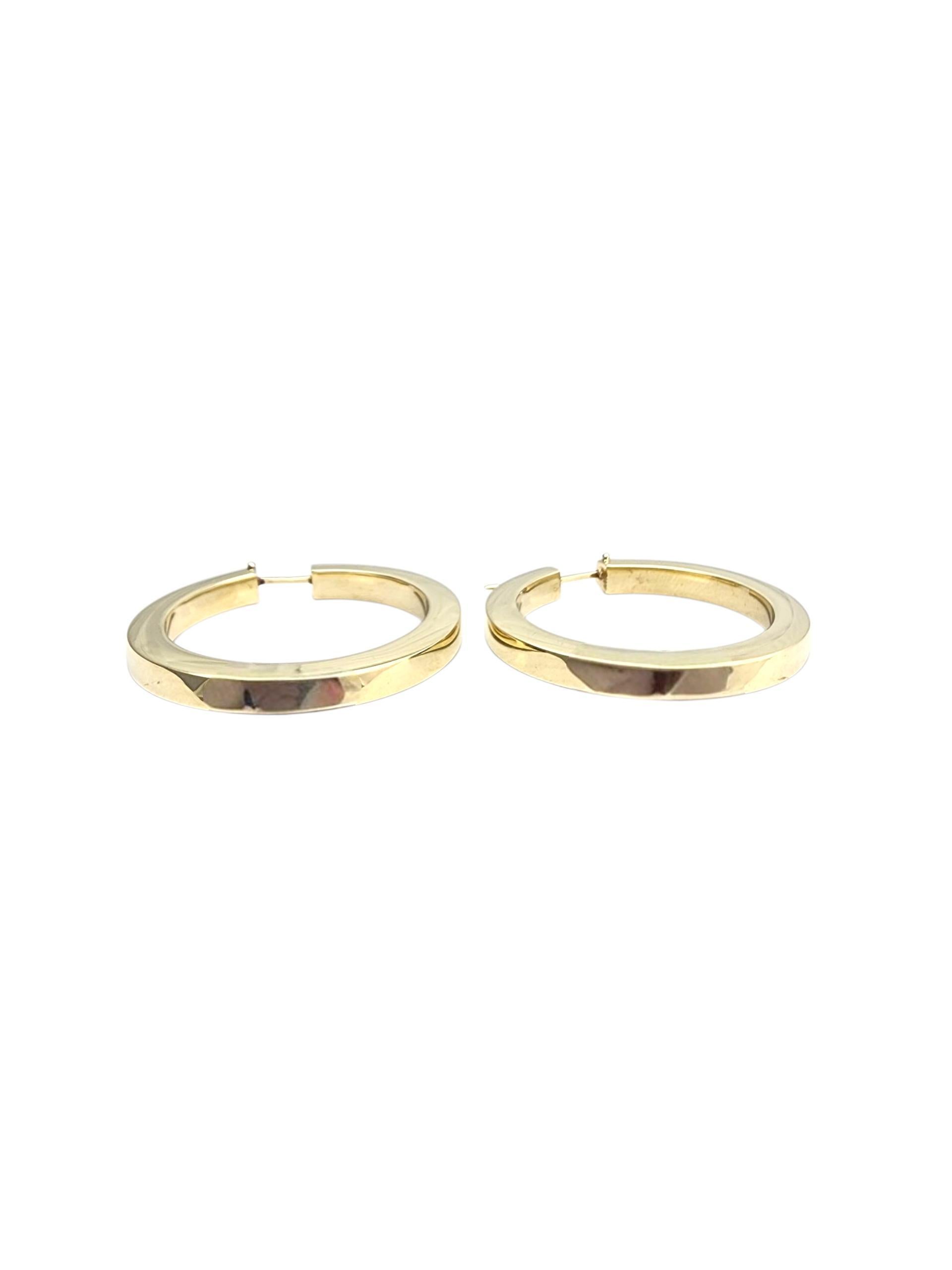 Pendientes de aro grandes de oro amarillo de 14 quilates #22887 en Bueno estado para la venta en Washington Depot, CT