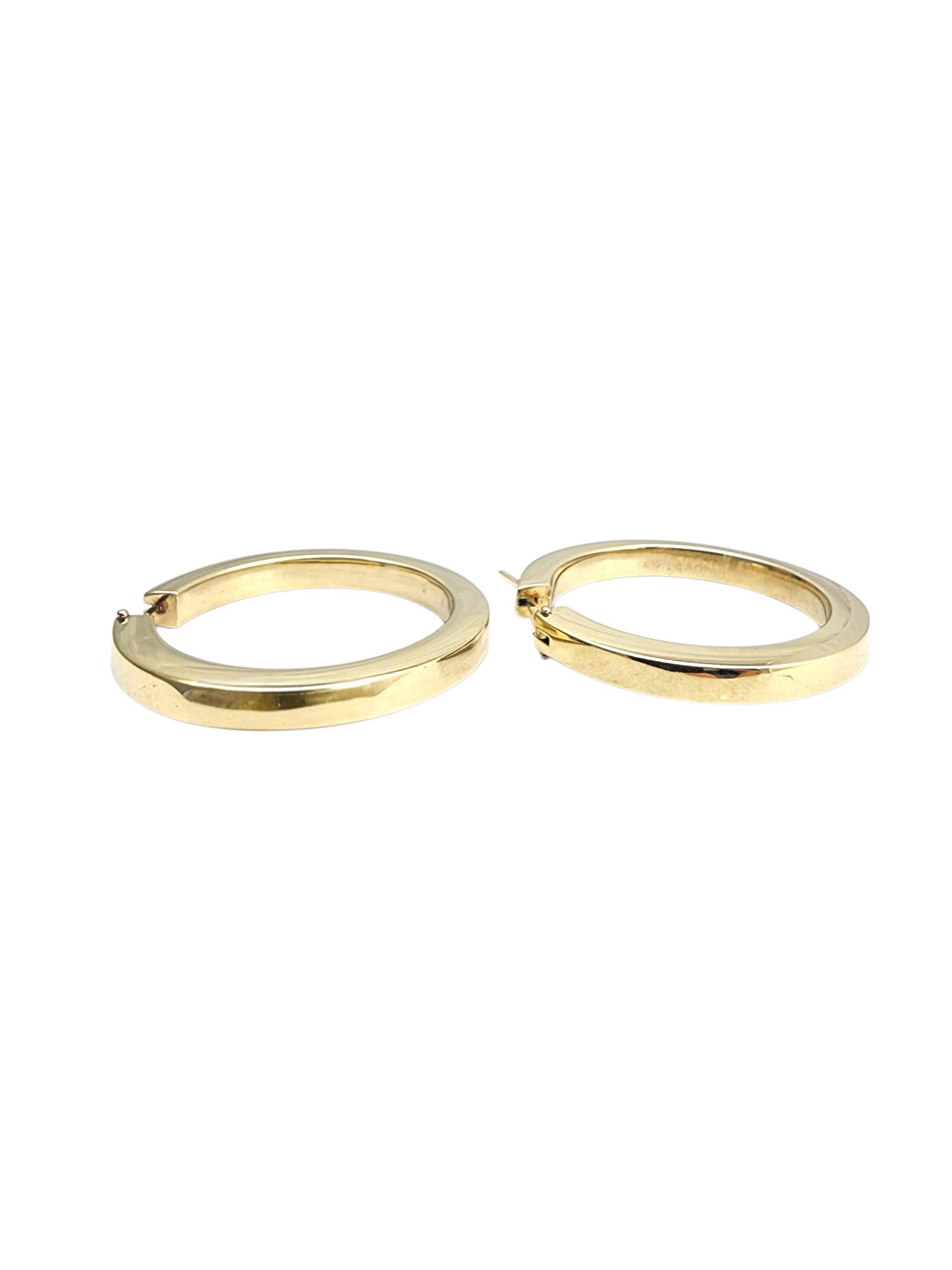 De las mujeres Pendientes de aro grandes de oro amarillo de 14 quilates #22887 en venta