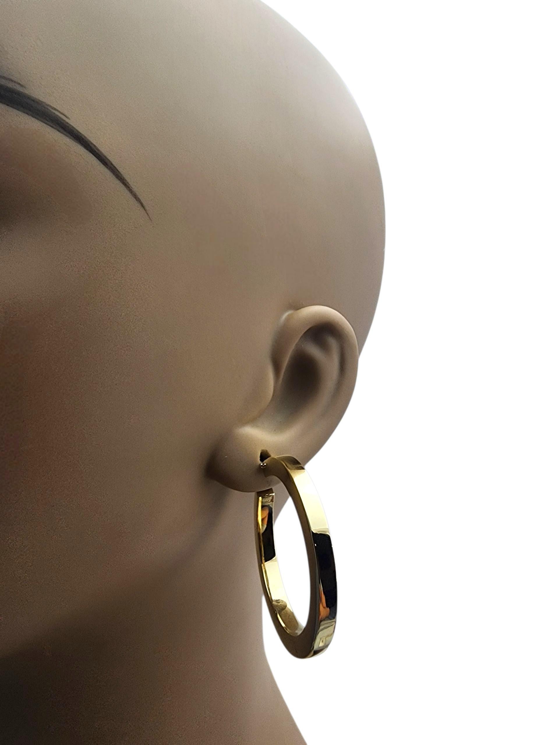 Pendientes de aro grandes de oro amarillo de 14 quilates #22887 en venta 4