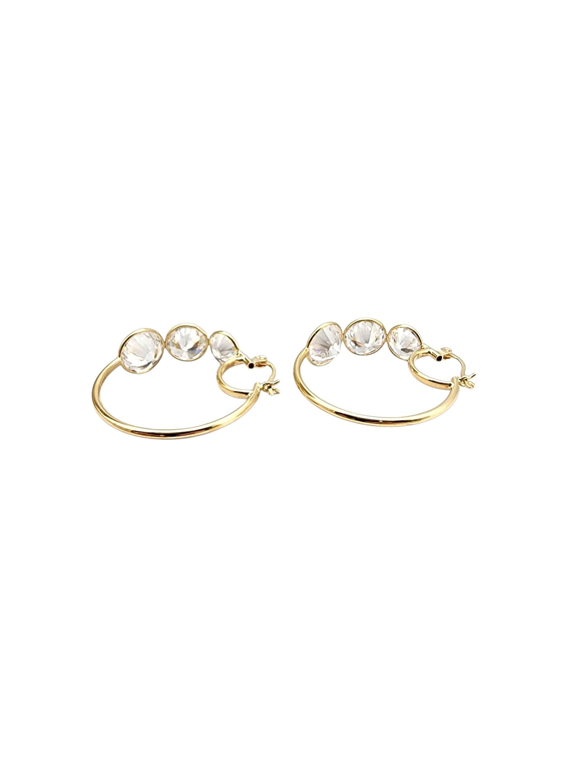 14K Yellow Gold Large Hoop Earrings With Cubic Zirconia #22709 For Sale 1