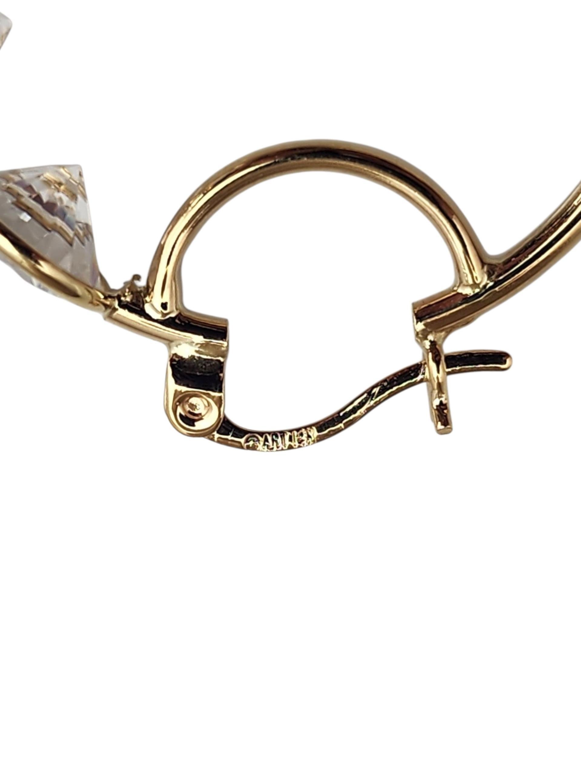 14K Yellow Gold Large Hoop Earrings With Cubic Zirconia #22709 For Sale 2