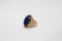14k Gelbgold Großer Lapislazuli-Ring, Größe 5,75 - 25.0g