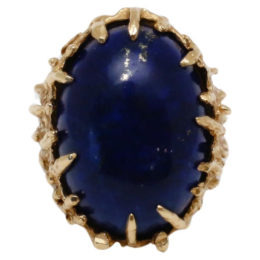 14k Yellow Gold Large Lapis Lazuli Ring, Size 5.75 - 25.0g