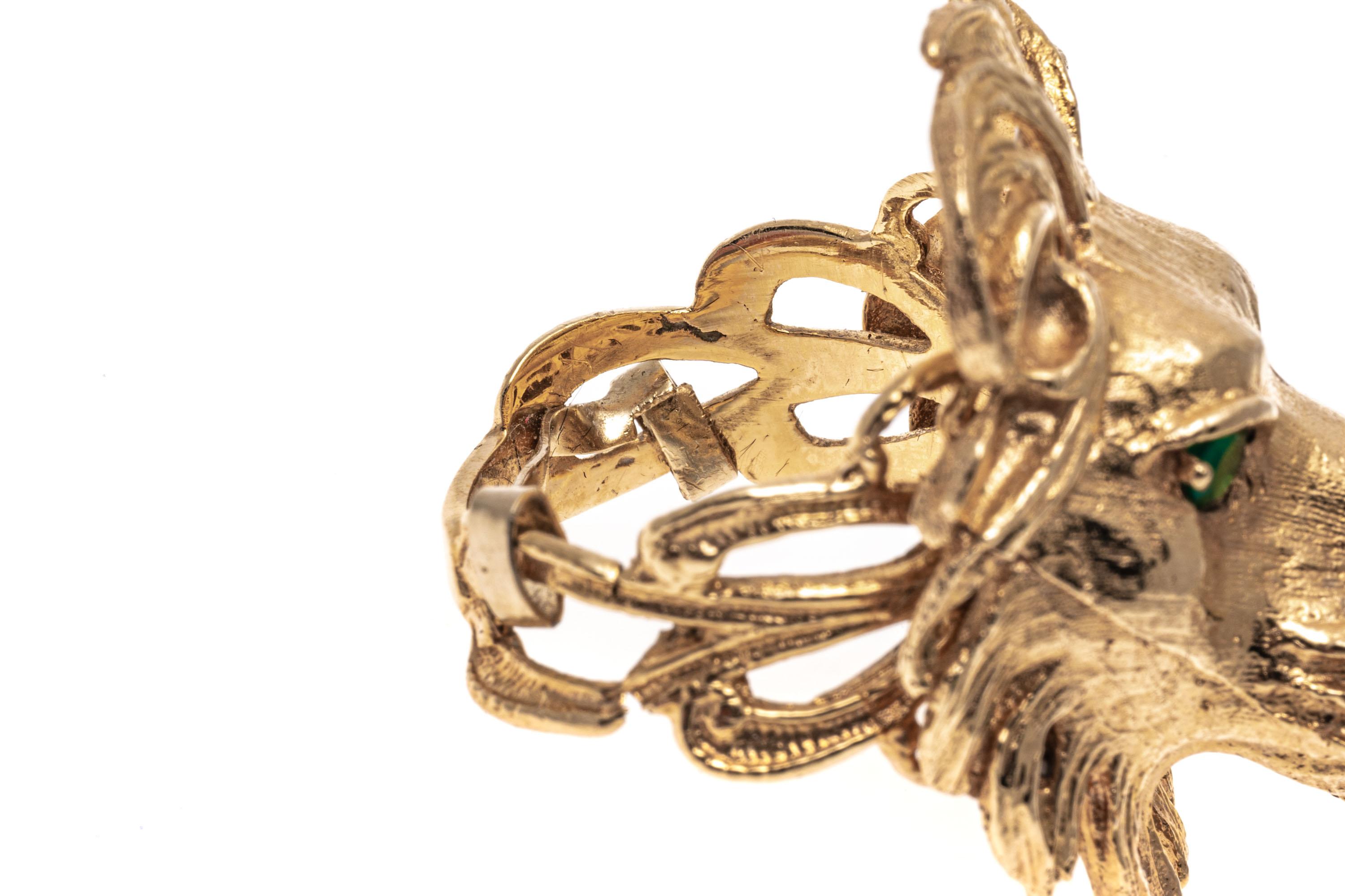 14k Gelbgold Großer Matter figuraler Löwenkopf-Ring, Größe 8 Damen im Angebot