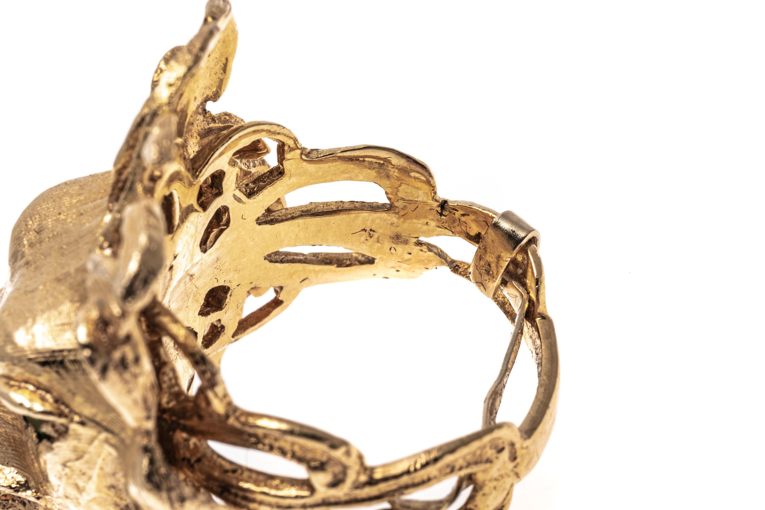 14k Gelbgold Großer Matter figuraler Löwenkopf-Ring, Größe 8 im Angebot 1