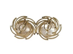 14K Yellow Gold Large Mother of Pearl Fashion Earrings #24188