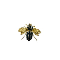 14K Yellow Gold Large Natural Sapphire Bee Brooch / Pedant #15683