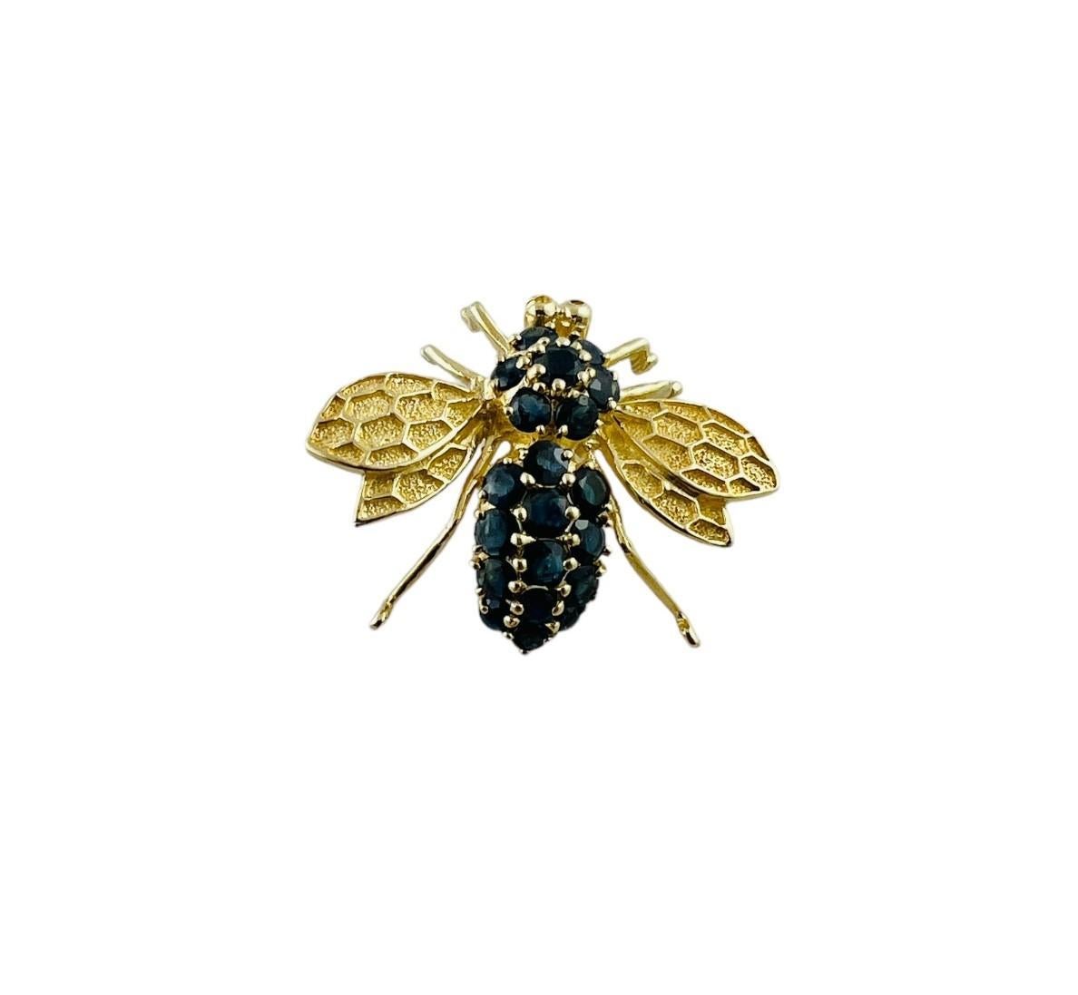 14K Yellow Gold Large Natural Sapphire Bee Brooch / Pedant #15683 In Good Condition For Sale In Washington Depot, CT