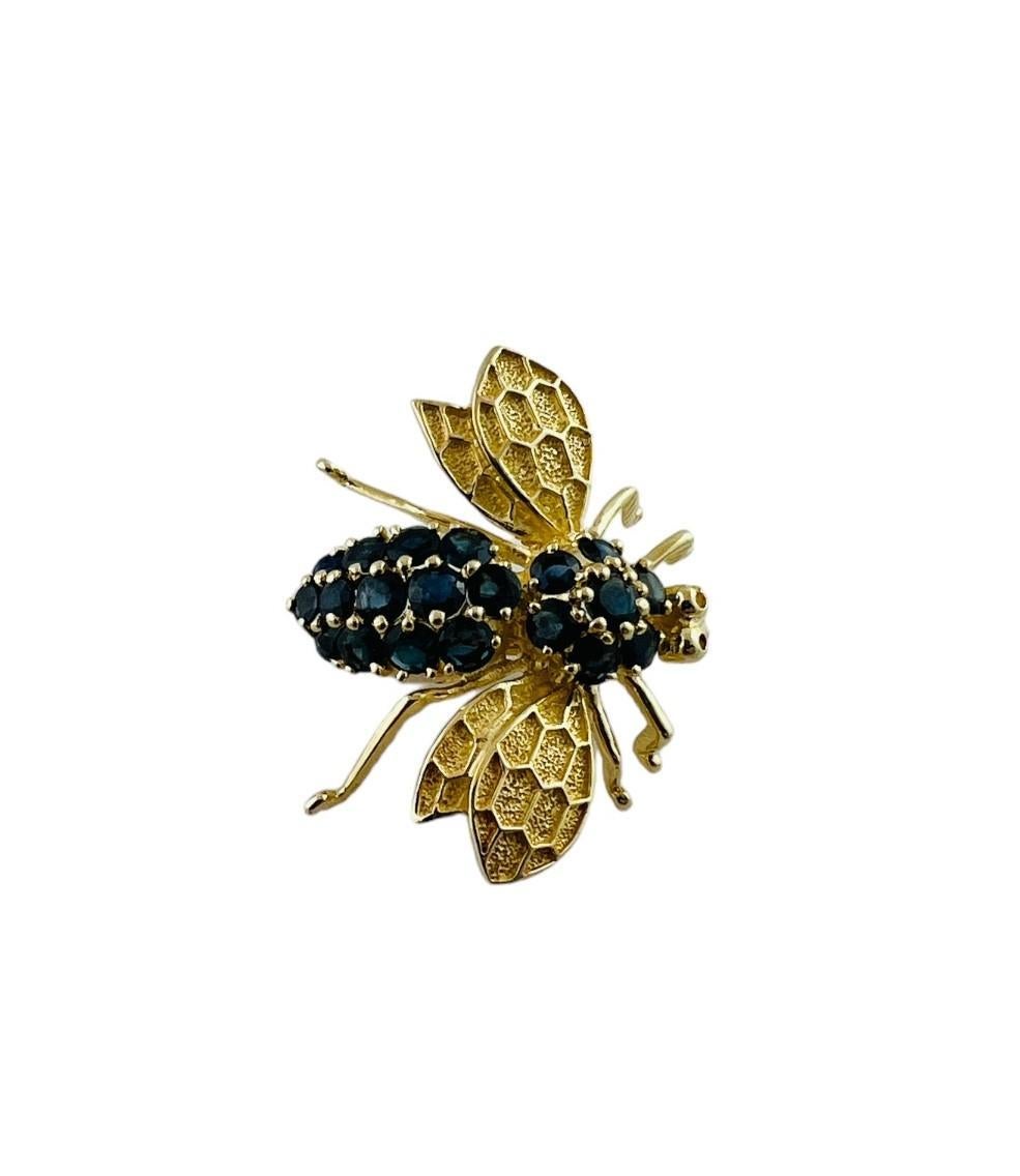 14K Yellow Gold Large Natural Sapphire Bee Brooch / Pedant #15683 For Sale 1