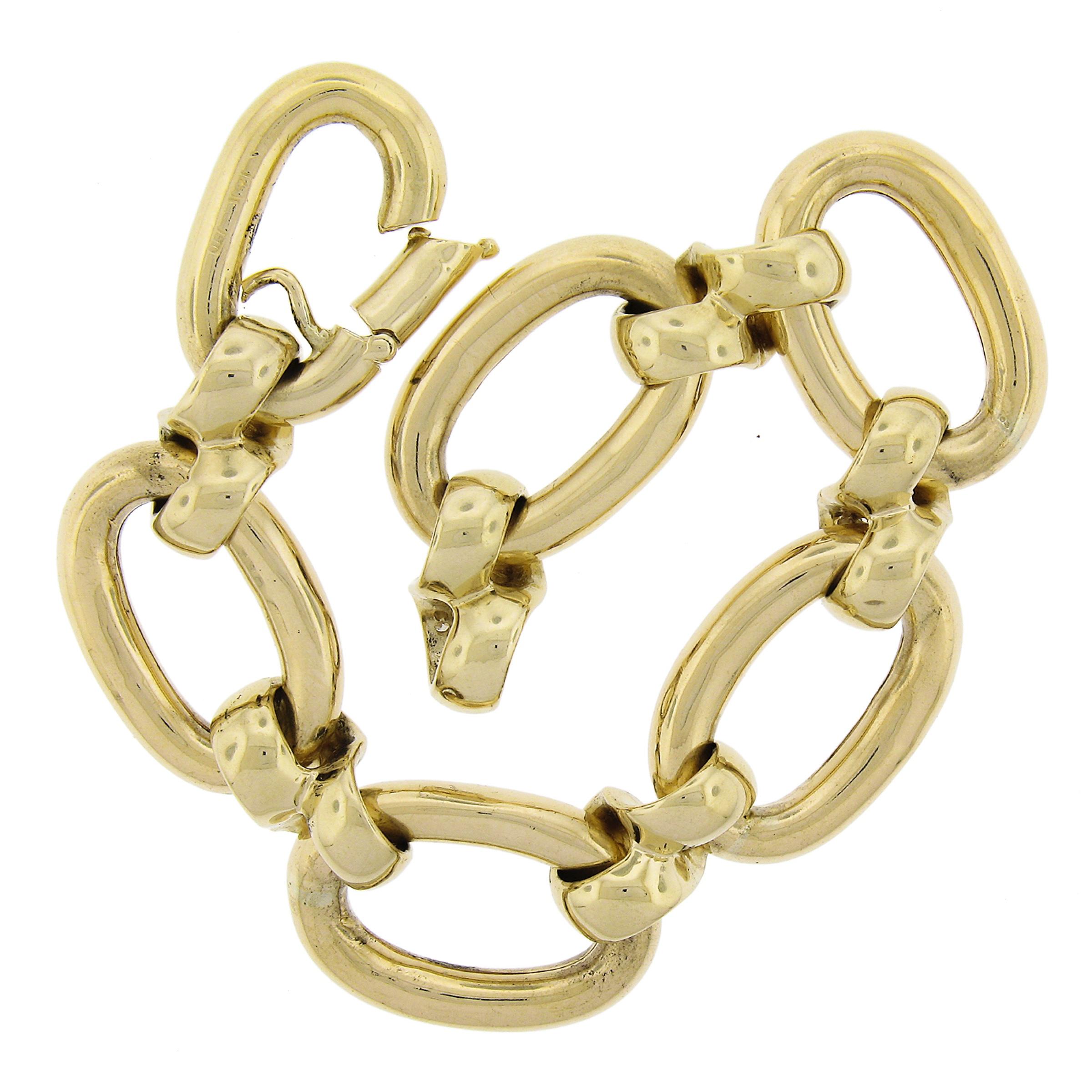 Bracelet à maillons ouverts ovales en or jaune 14 carats avec diamants sur mesure de 0,90 carat Excellent état - En vente à Montclair, NJ