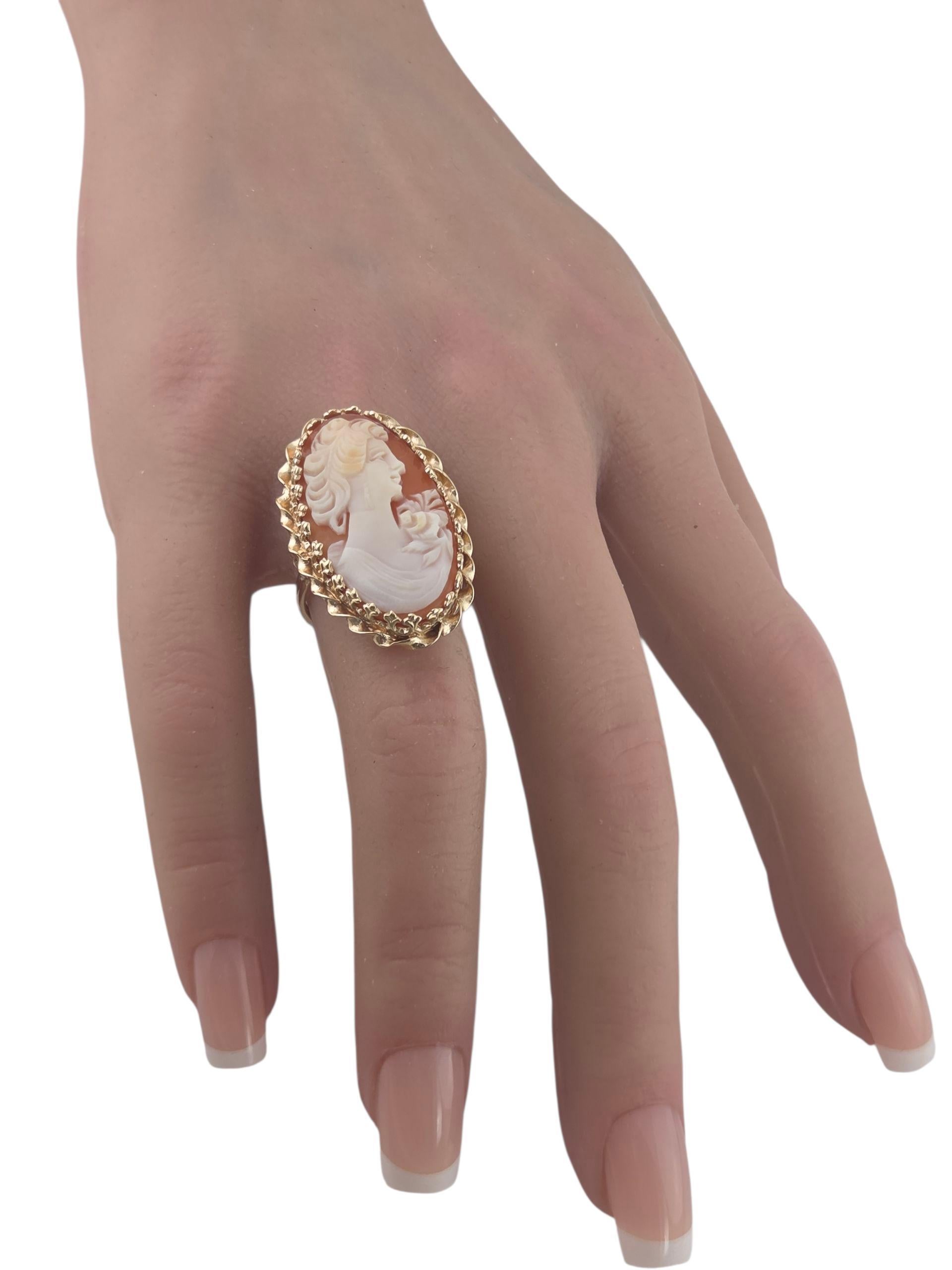 Bague en or jaune 14K avec camée ovale Taille 6.75 #23761 Bon état - En vente à Washington Depot, CT