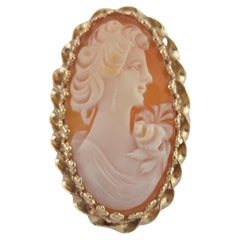 14K Yellow Gold Large Oval Cameo Ring Size 6.75 #23761