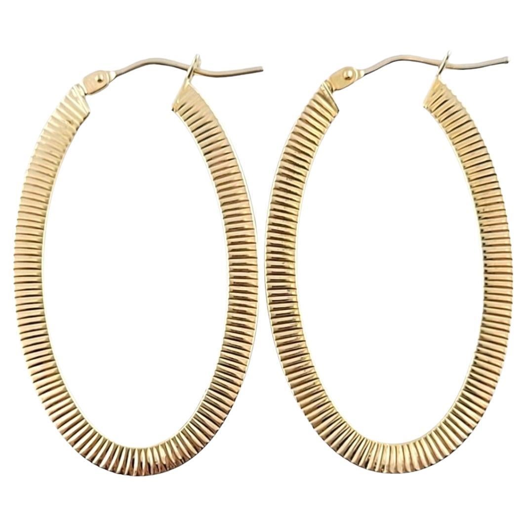 Pendientes acanalados ovalados grandes de oro amarillo de 14 quilates #22916 en venta