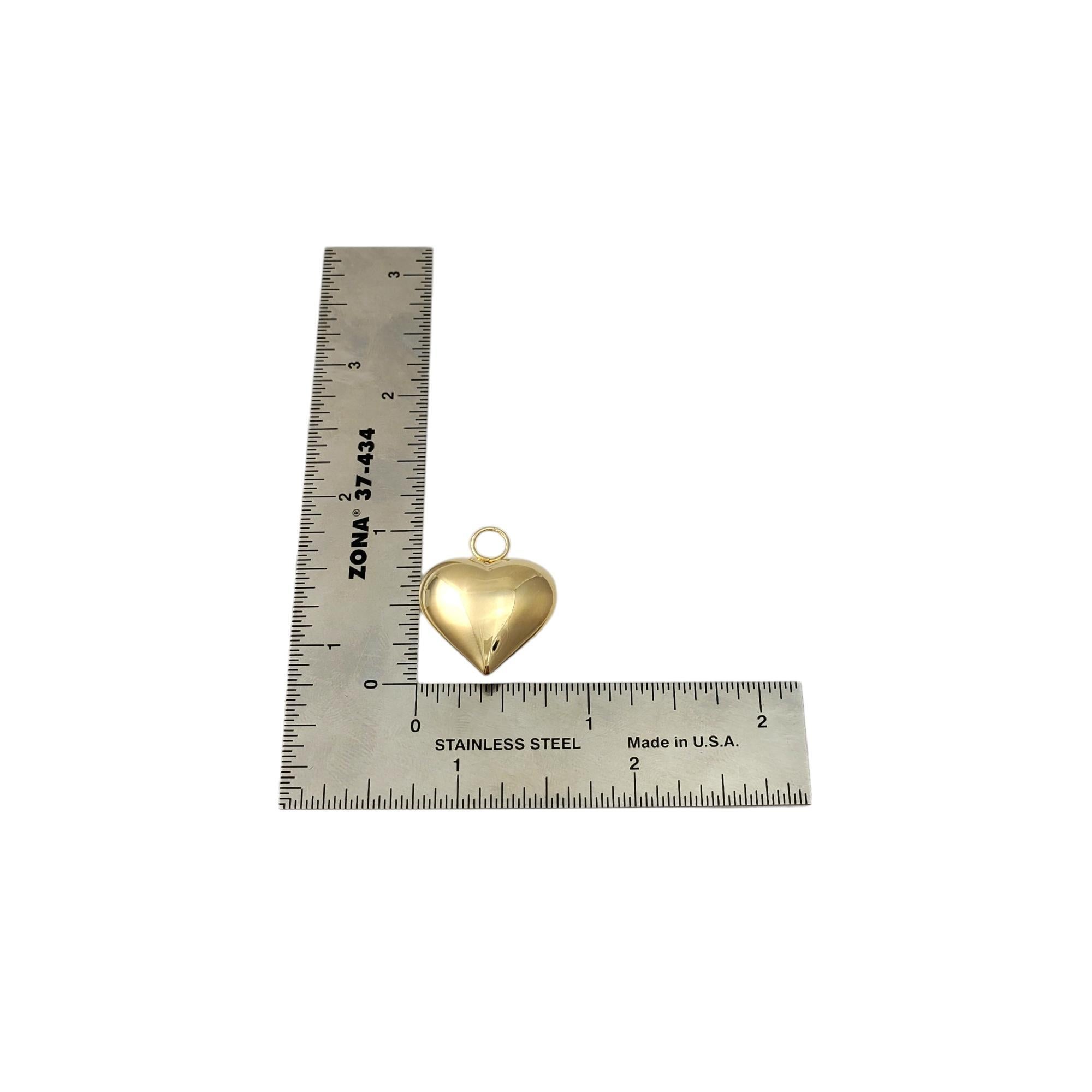 14K Yellow Gold Large Puffy Heart Hoop Accents #16655 4