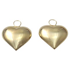 14K Yellow Gold Large Puffy Heart Hoop Accents #16655