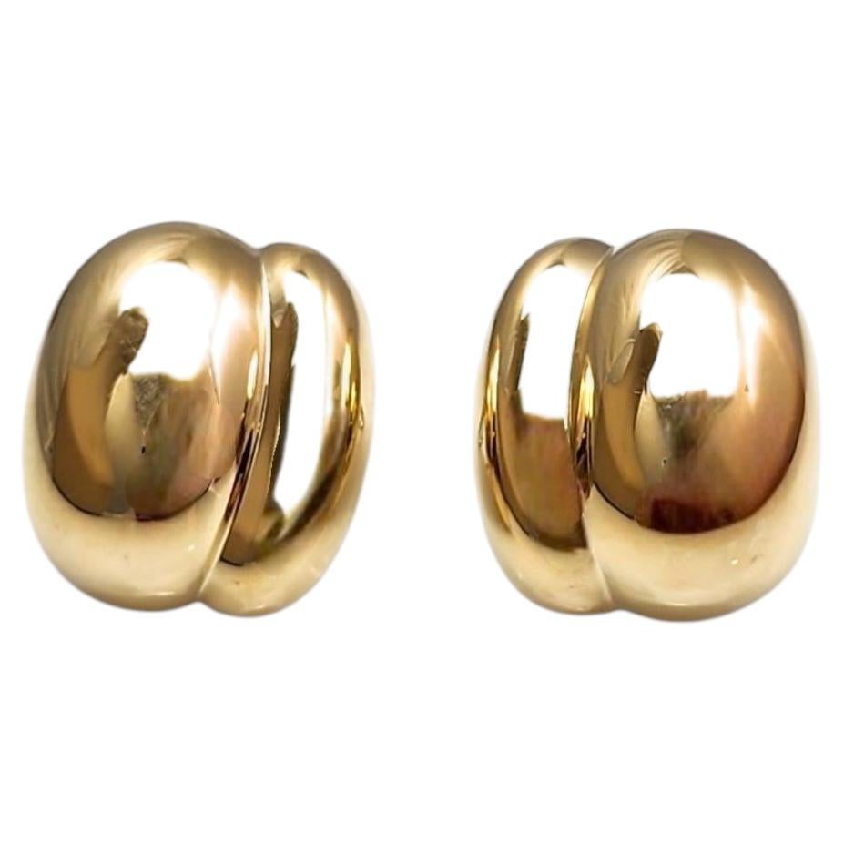 Pendientes grandes ovalados y abombados de oro amarillo de 14K n.º 25423