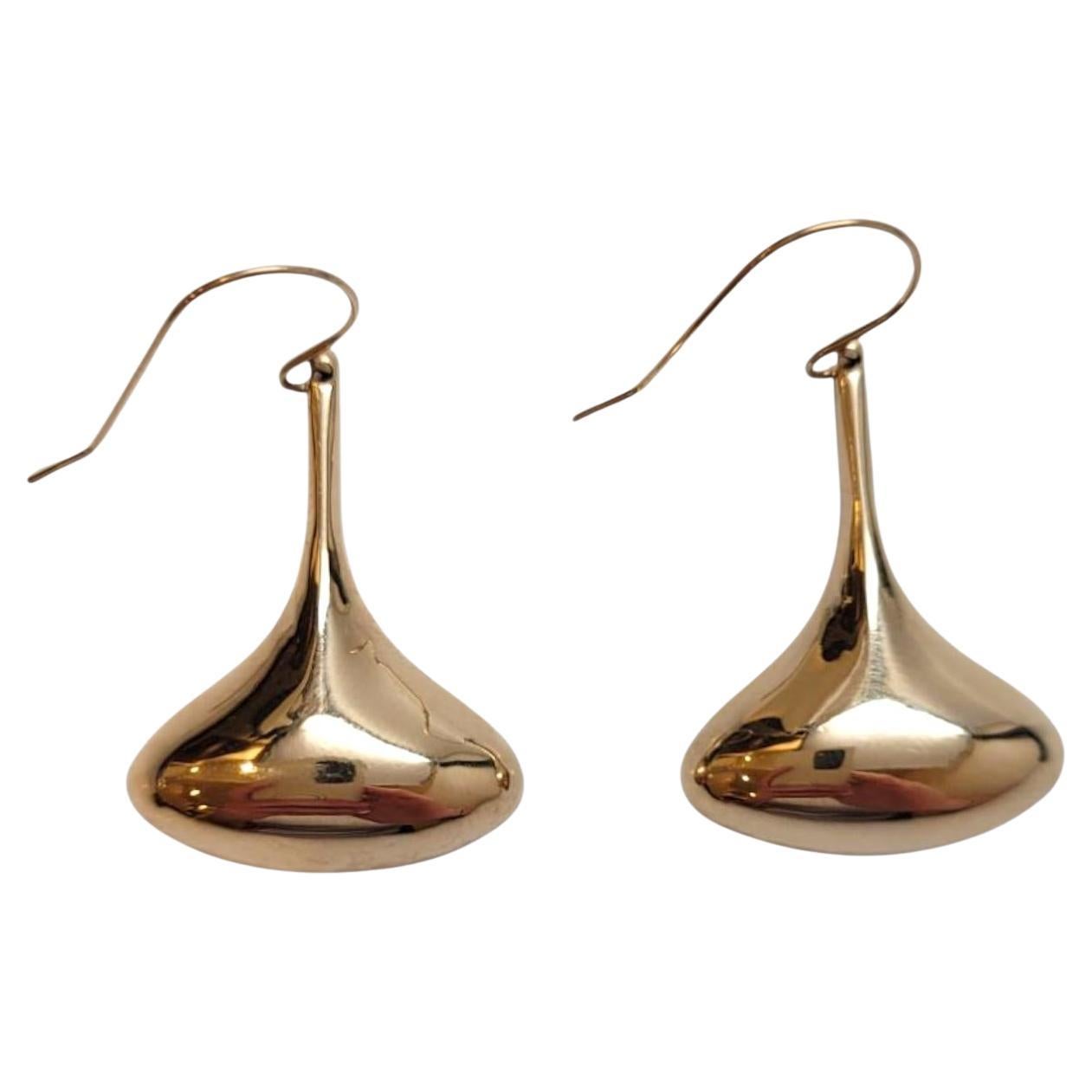 14K Yellow Gold Large Teardrop Earrings #21950 For Sale