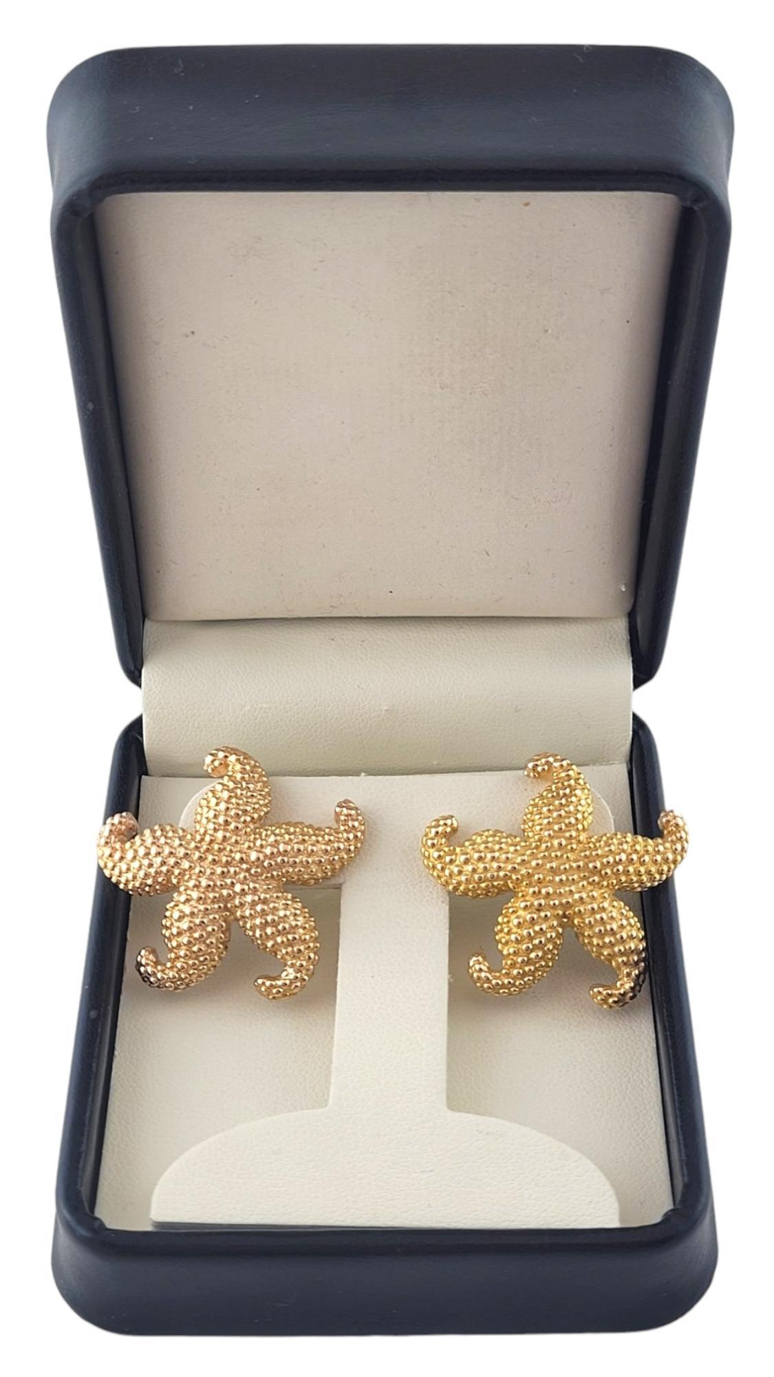 Boucles d'oreilles étoile de poisson texturée en or jaune 14 carats #17386 1