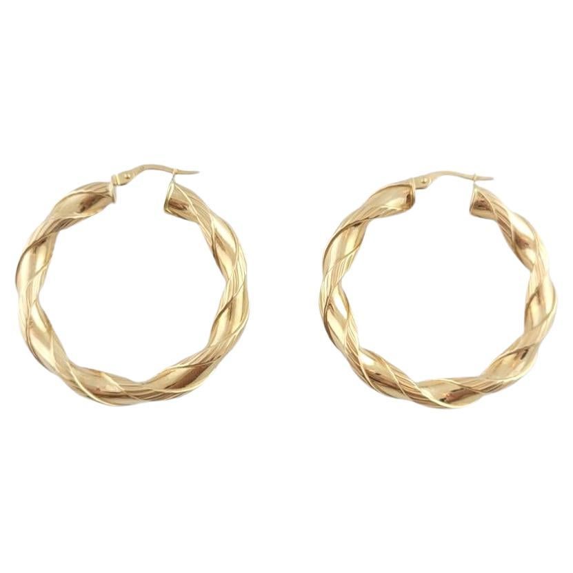 14K Yellow Gold Large Twist Hoop Earrings #16068