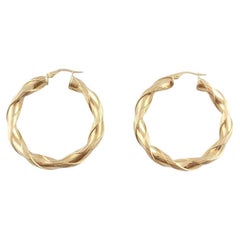 14K Yellow Gold Large Twist Hoop Earrings #16068
