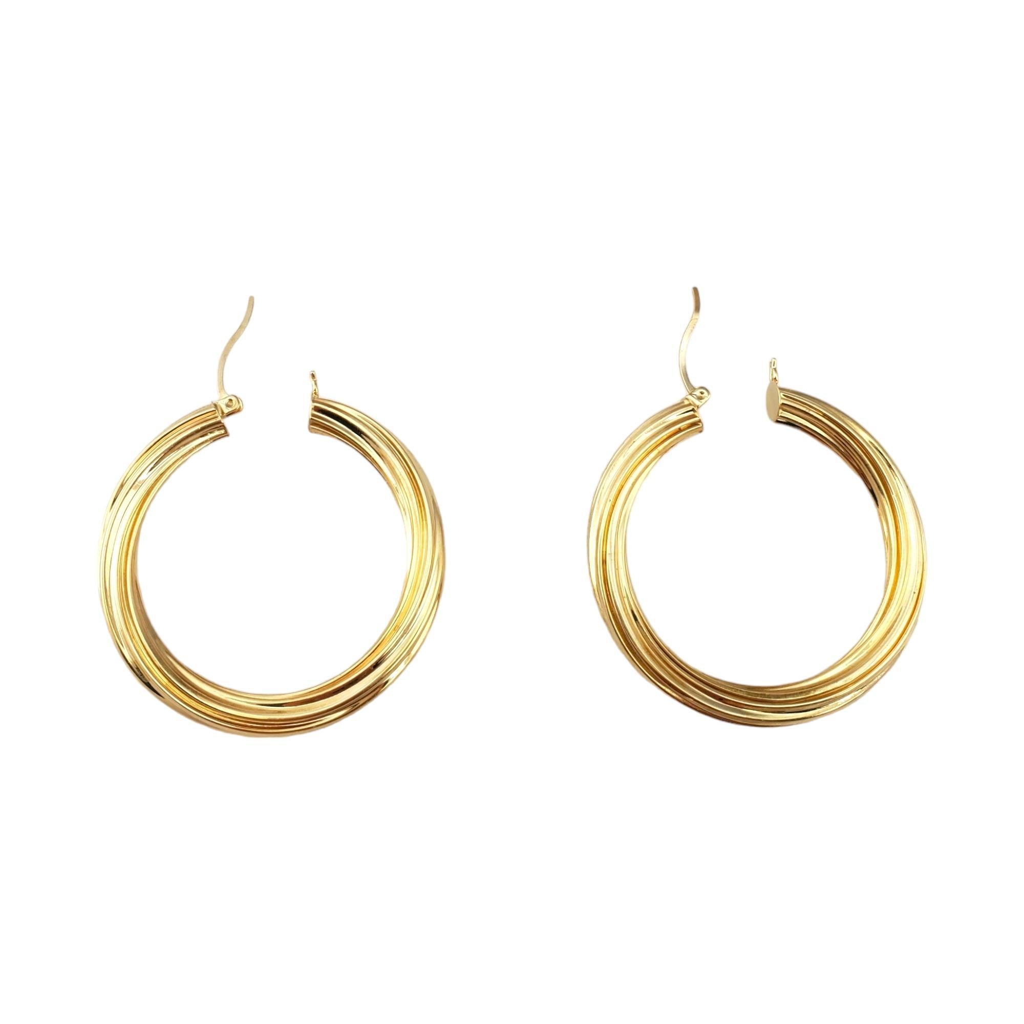 14K Yellow Gold Large Twist Hoop Earrings #17950 In Good Condition For Sale In Washington Depot, CT