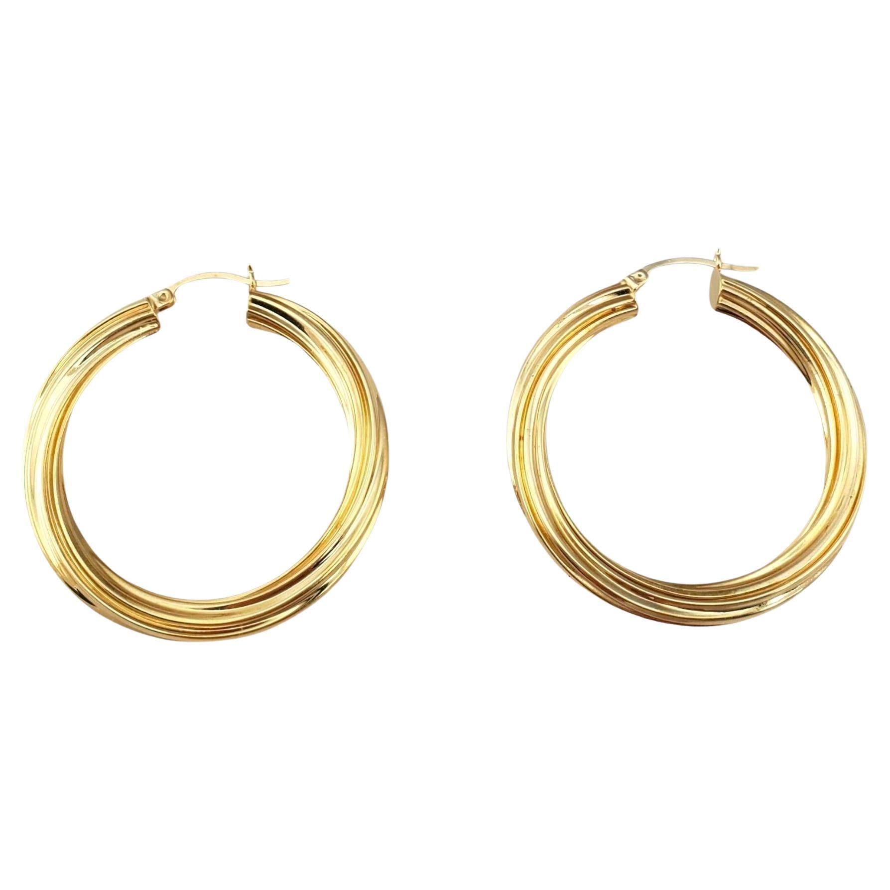 14K Yellow Gold Large Twist Hoop Earrings #17950