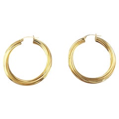 14K Yellow Gold Large Twist Hoop Earrings #17950
