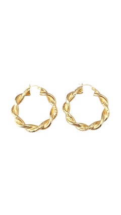 14K Yellow Gold Large Twisted Hoop Earrings #21722