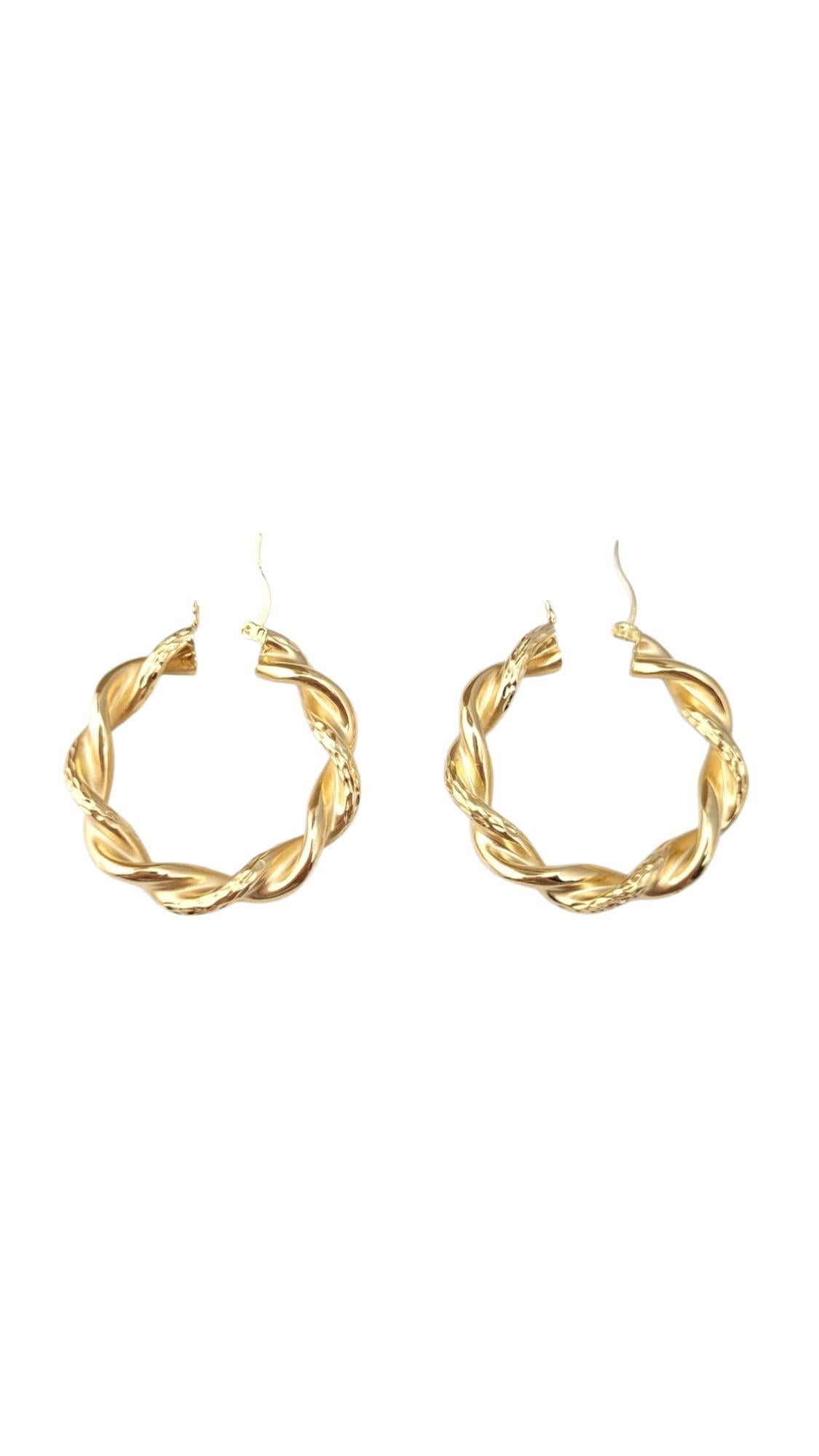 14K Yellow Gold Large Twisted Hoop Earrings #21722 In Good Condition For Sale In Washington Depot, CT