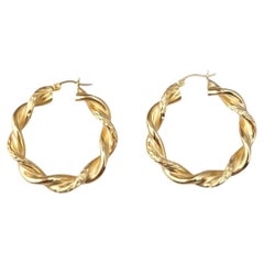 14K Yellow Gold Large Twisted Hoop Earrings #21722