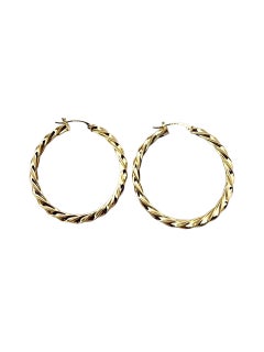 14K Yellow Gold Large Twisted Hoop Earrings #22708