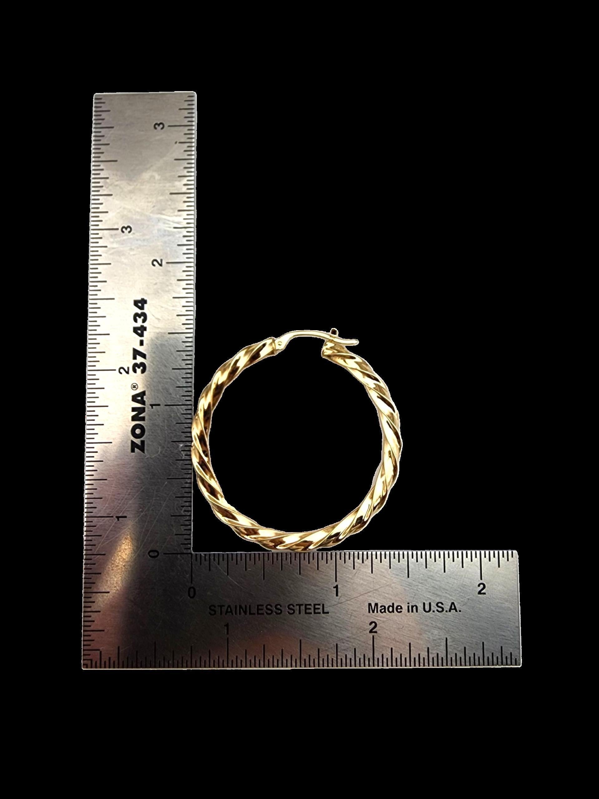 14K Yellow Gold Large Twisted Hoop Earrings #22708 For Sale 3