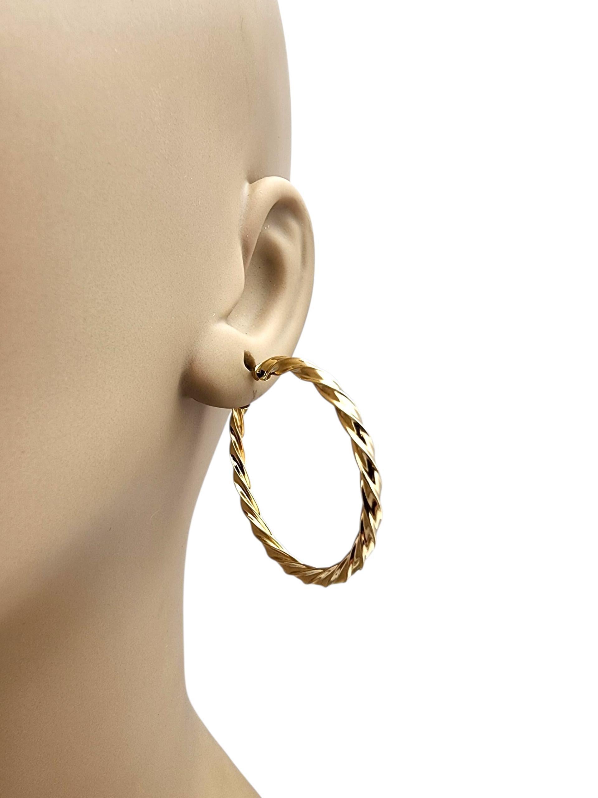 14K Yellow Gold Large Twisted Hoop Earrings #22708 For Sale 4