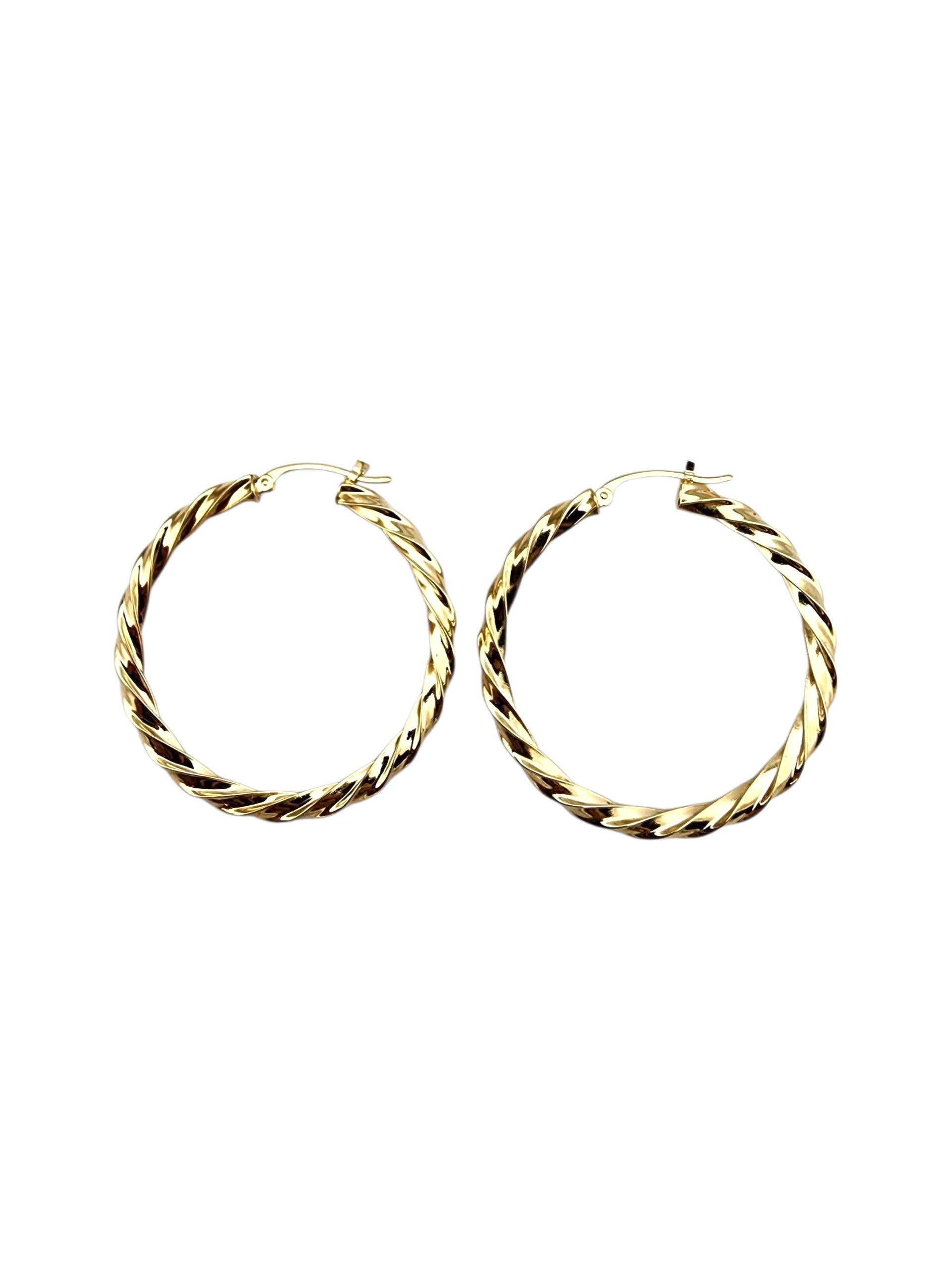 14K Yellow Gold Large Twisted Hoop Earrings #22708