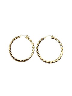 14K Yellow Gold Large Twisted Hoop Earrings #22708