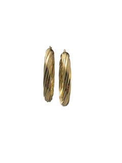 14K Yellow Gold Large Twisted Hoop Earrings #25179
