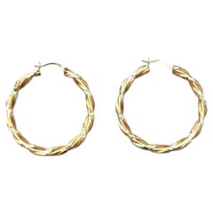 Grandes boucles d'oreilles créoles torsadées en or jaune 14 carats #25353