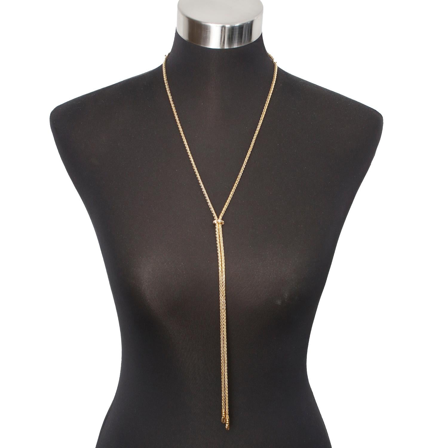 Collar Lariat de Oro Amarillo de 14K con Diamantes en Excelente estado para la venta en Dallas, TX