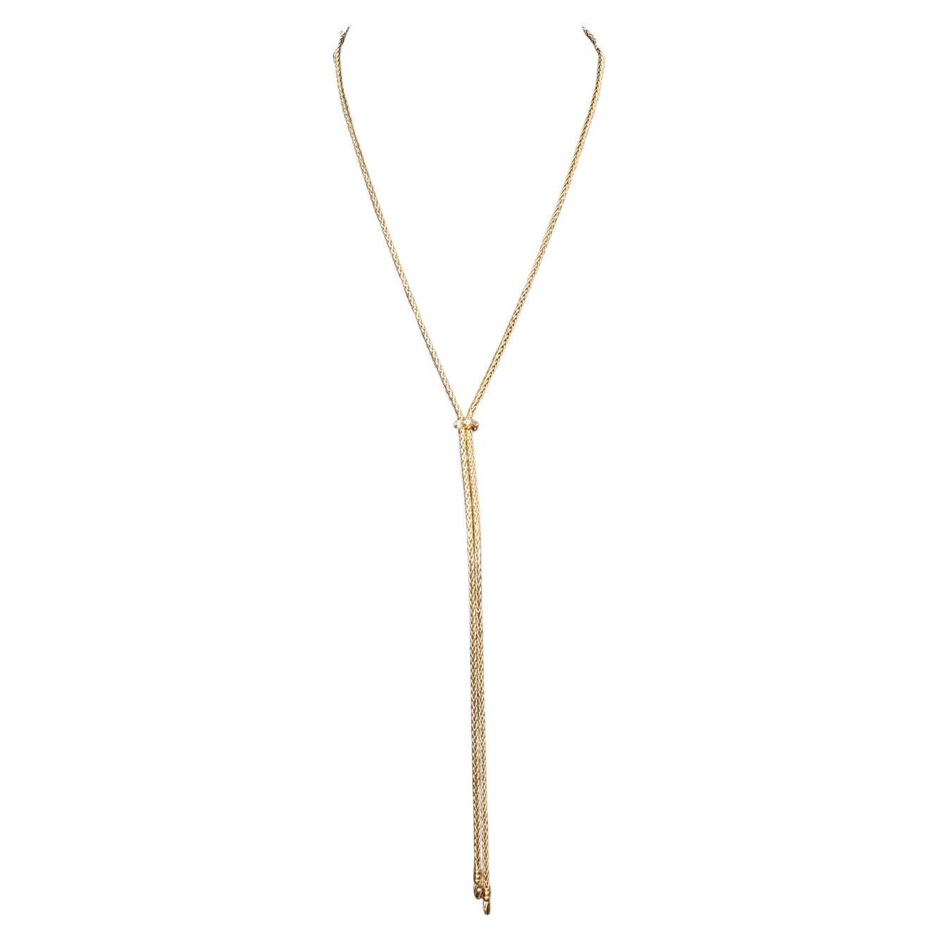 Collar Lariat de Oro Amarillo de 14K con Diamantes en venta