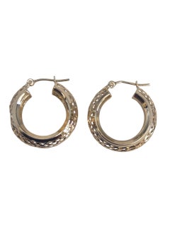 14K Yellow Gold Lattice Design Lightweight Hoop Earrings #23546